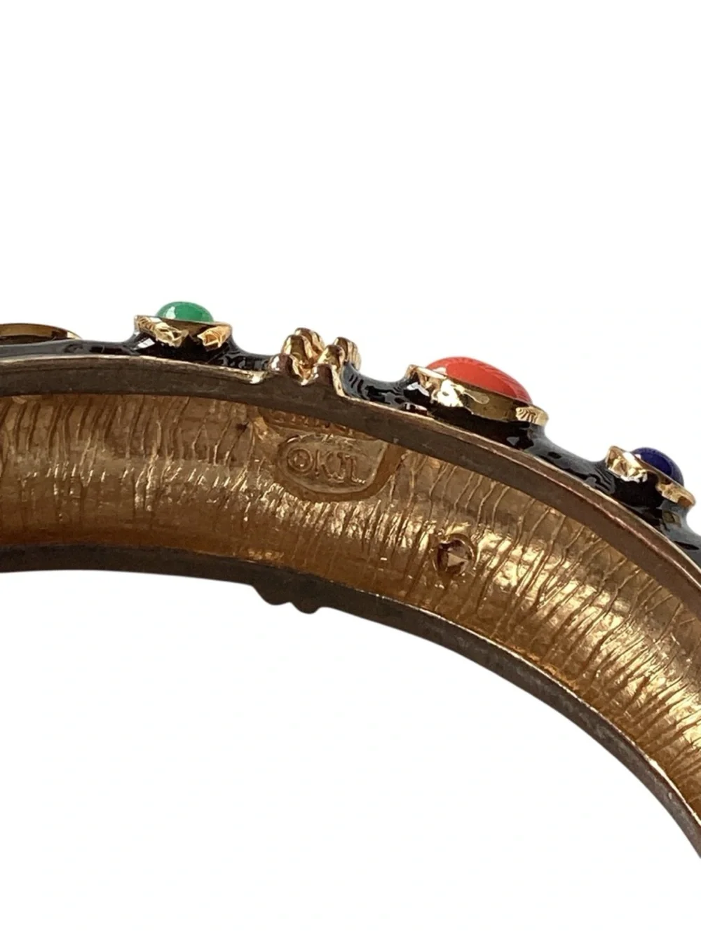 Vintage KJL Black Enamel & Cabochon Bracelet - Picture 4 of 5
